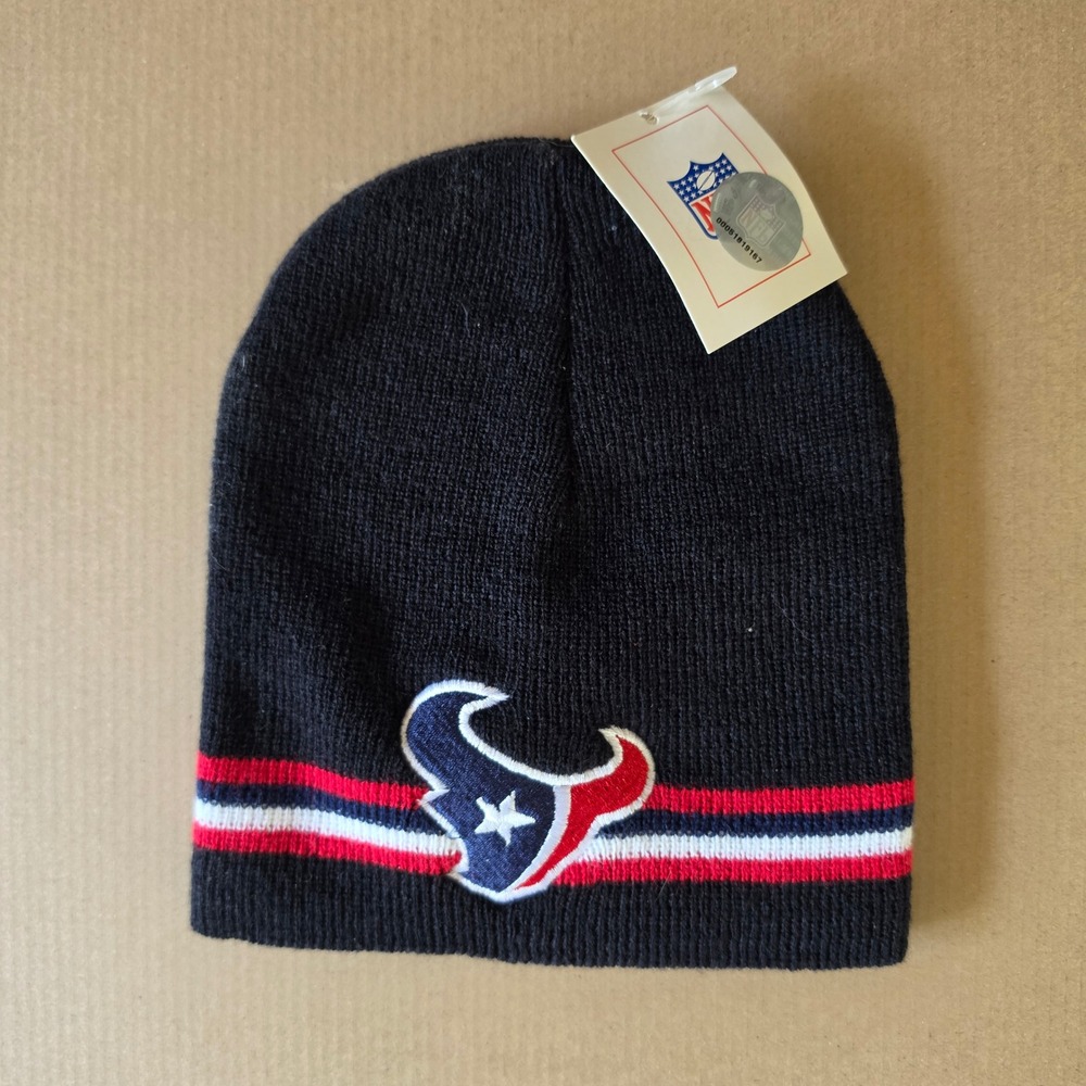 NFL Houston Texans Beanie Navy Blue Knit Hat Embroidered Logo Made in USA NEW